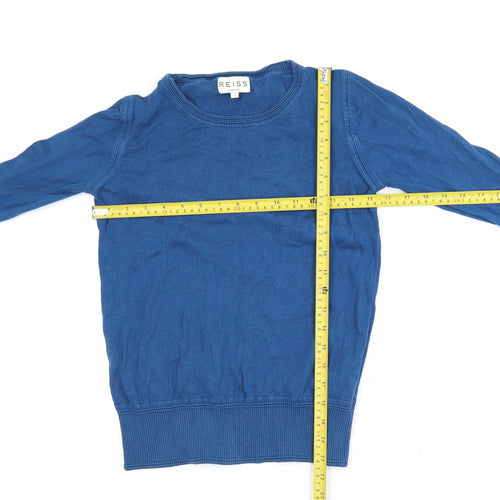 Reiss Men's Blue Cotton Crew Neck Jumper Size S