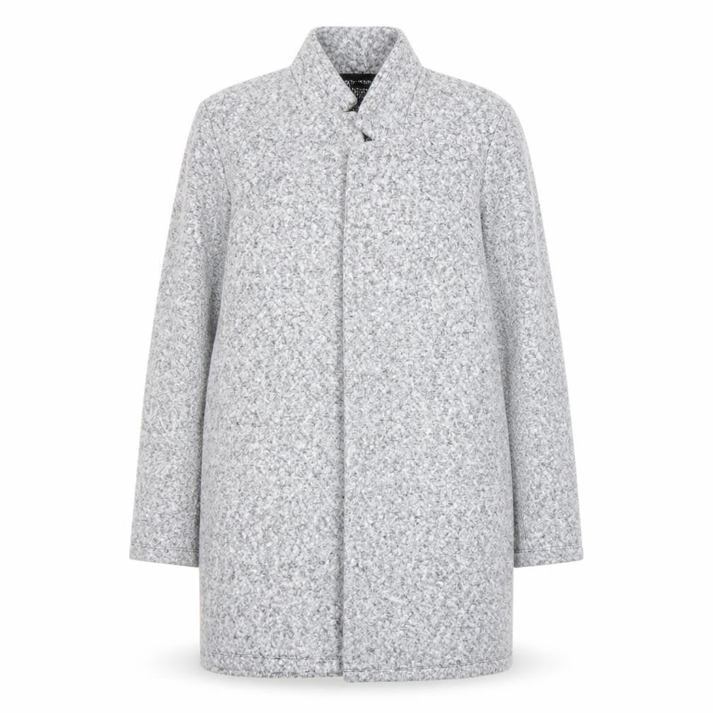 Front view of F&F Women’s Grey Wool Blend Mid Length Overcoat, size UK 12