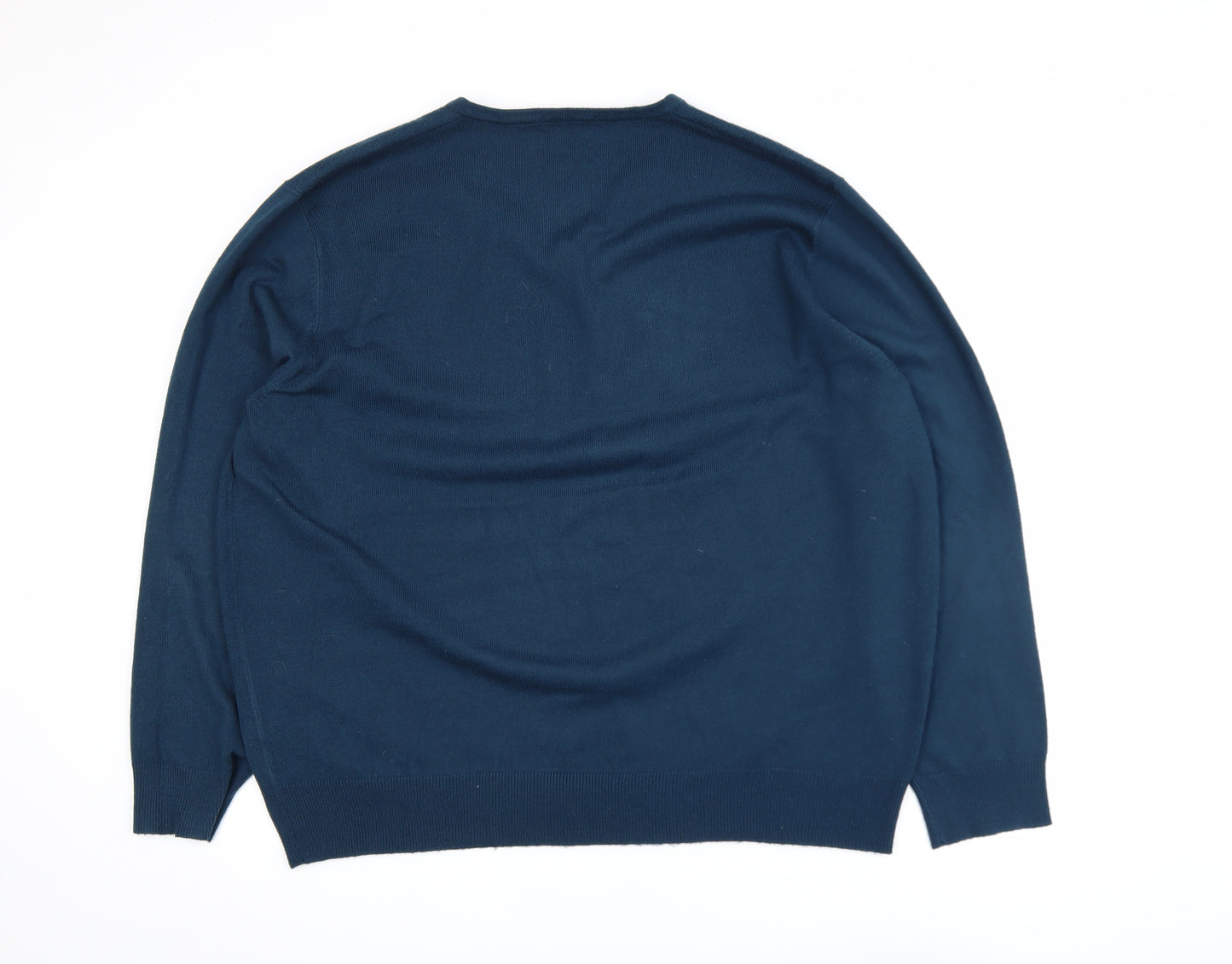 TU Men's Blue 2XL V-Neck Acrylic Pullover Jumper
