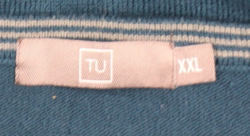 TU Men's Blue 2XL V-Neck Acrylic Pullover Jumper