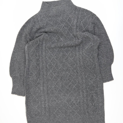 Bonmarché Women’s Grey Cable-Knit High Neck Pullover Jumper Size 18