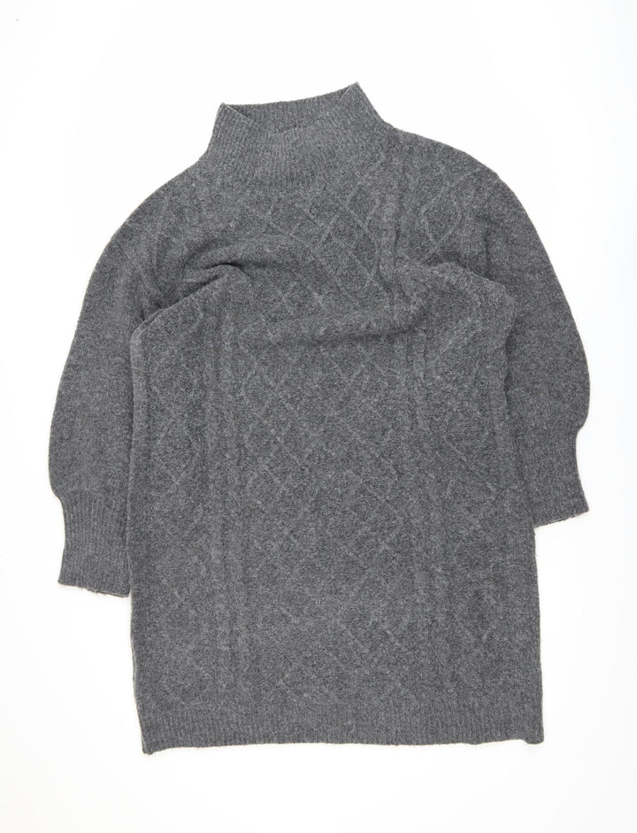Bonmarché Women’s Grey Cable-Knit High Neck Pullover Jumper Size 18
