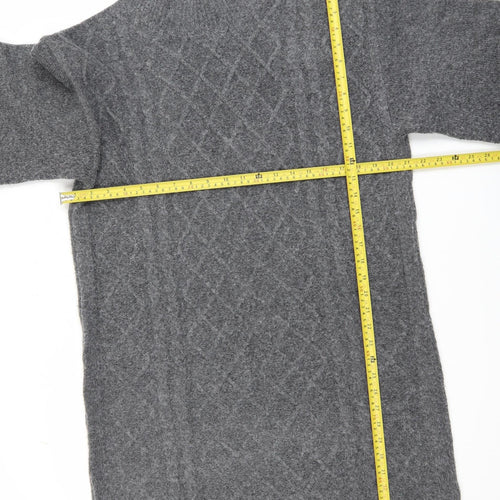 Bonmarché Women’s Grey Cable-Knit High Neck Pullover Jumper Size 18