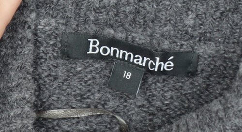 Bonmarché Women’s Grey Cable-Knit High Neck Pullover Jumper Size 18