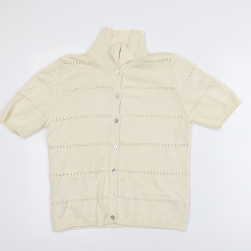 Marks and Spencer Women’s Ivory Cotton Button-Up Short Sleeve Top Size 12