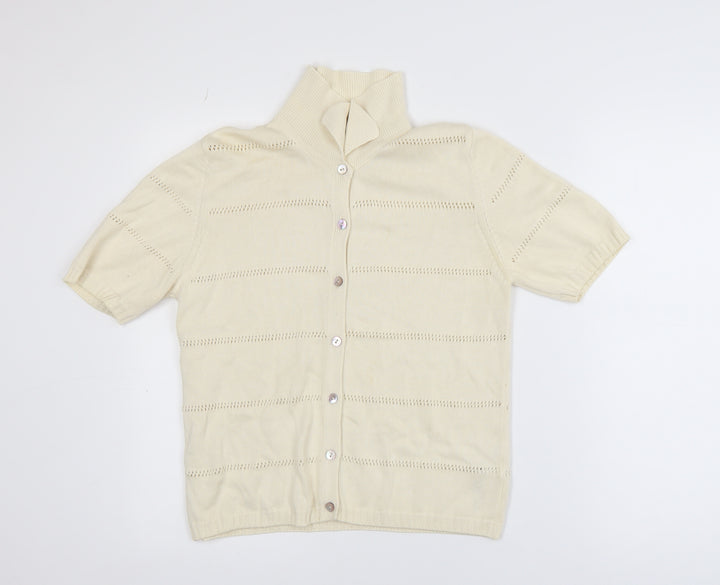 Marks and Spencer Women’s Ivory Cotton Button-Up Short Sleeve Top Size 12