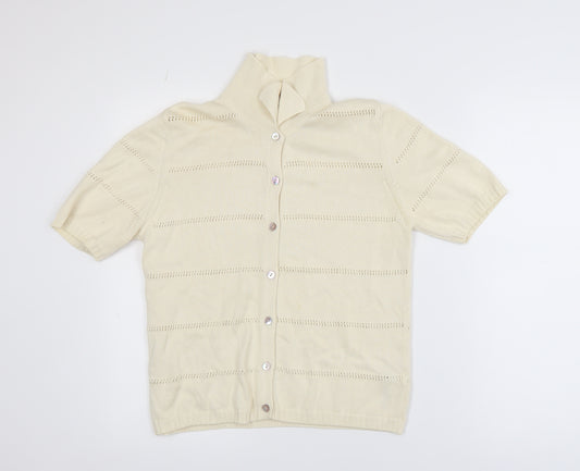 Marks and Spencer Women’s Ivory Cotton Button-Up Short Sleeve Top Size 12