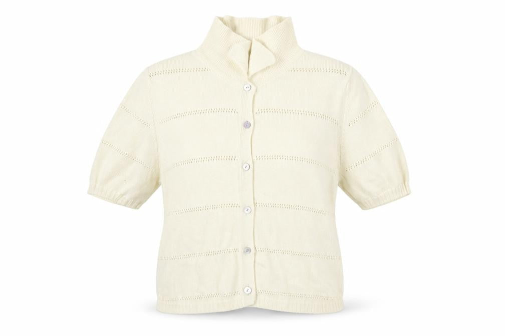 Marks and Spencer Women’s Ivory Cotton Button-Up Short Sleeve Top Size 12