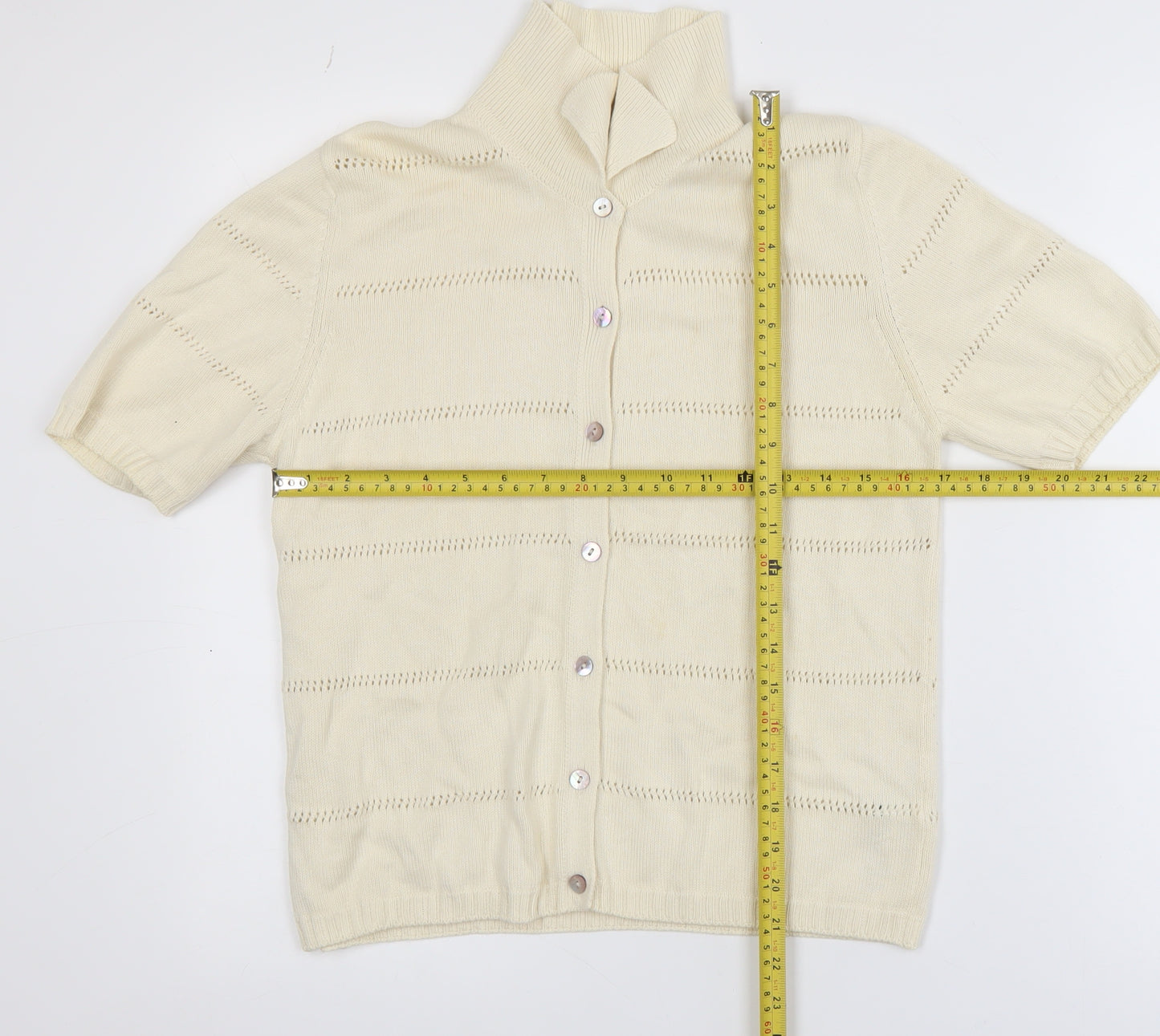 Marks and Spencer Women’s Ivory Cotton Button-Up Short Sleeve Top Size 12