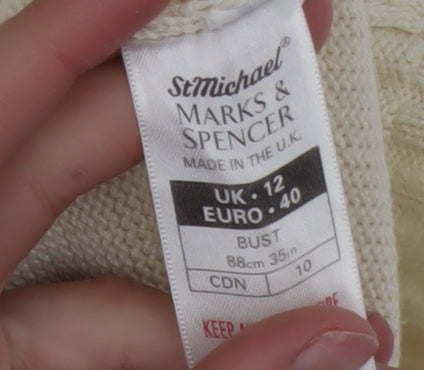 Marks and Spencer Women’s Ivory Cotton Button-Up Short Sleeve Top Size 12