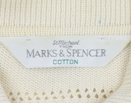 Marks and Spencer Women’s Ivory Cotton Button-Up Short Sleeve Top Size 12