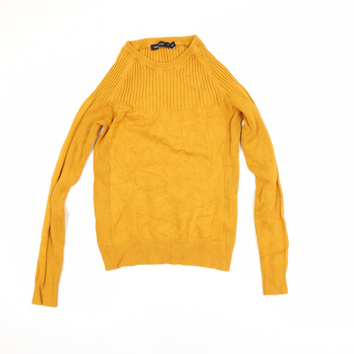 Karen Millen Women Yellow High Neck Slim Fit Knit Jumper Size S