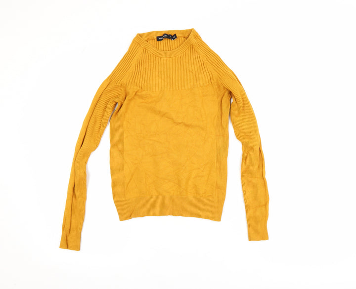 Karen Millen Women Yellow High Neck Slim Fit Knit Jumper Size S