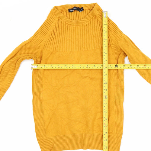 Karen Millen Women Yellow High Neck Slim Fit Knit Jumper Size S