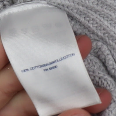 Lands' End Women Light Grey Full Zip Hooded Cardigan L 100% Cotton