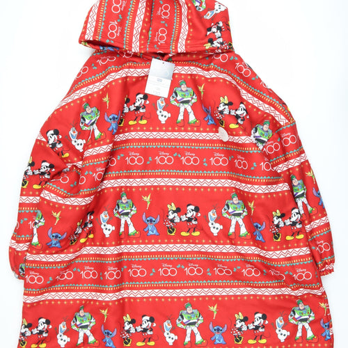 Disney Women’s Red Hooded Fleece Robe One Size Mickey & Friends Winter Nightwear