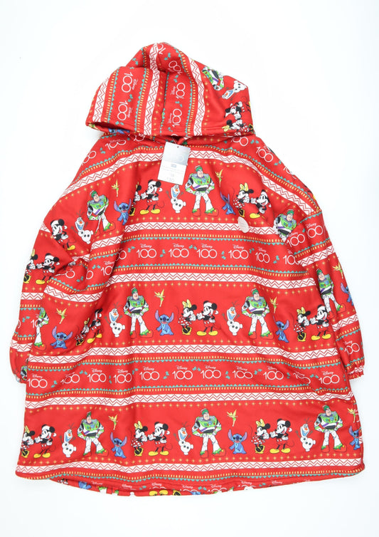 Disney Women’s Red Hooded Fleece Robe One Size Mickey & Friends Winter Nightwear