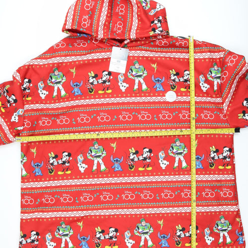 Disney Women’s Red Hooded Fleece Robe One Size Mickey & Friends Winter Nightwear