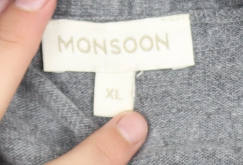 Monsoon Womens Grey Long Sleeve Open Knit Cardigan XL