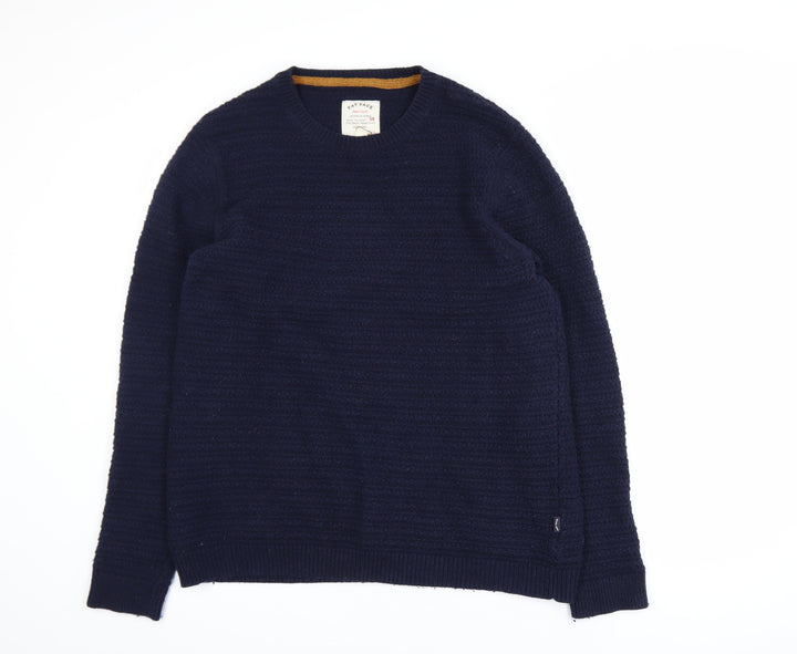 Fat Face Men's Navy Blue Cotton Wool Crew Neck Jumper Size L