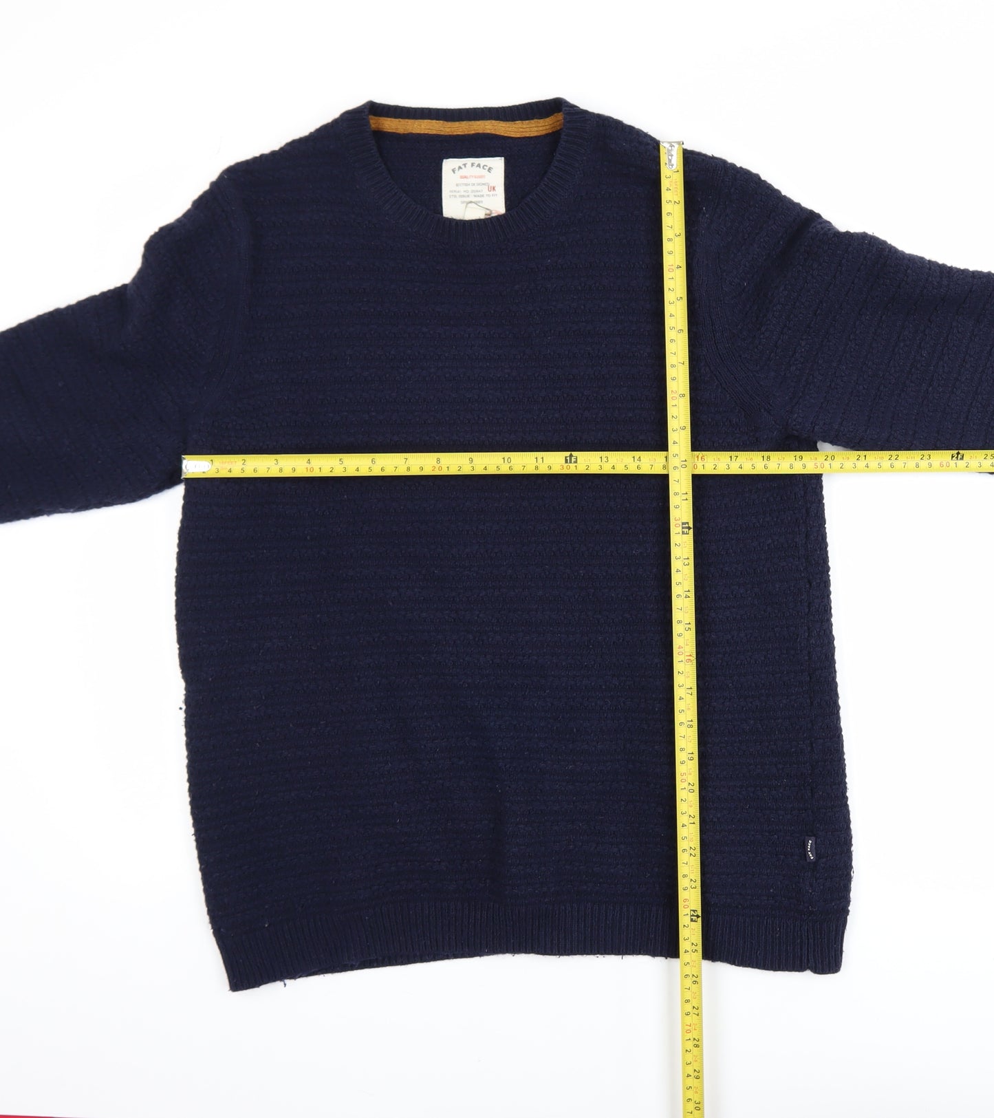 Fat Face Men's Navy Blue Cotton Wool Crew Neck Jumper Size L