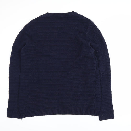 Fat Face Men's Navy Blue Cotton Wool Crew Neck Jumper Size L