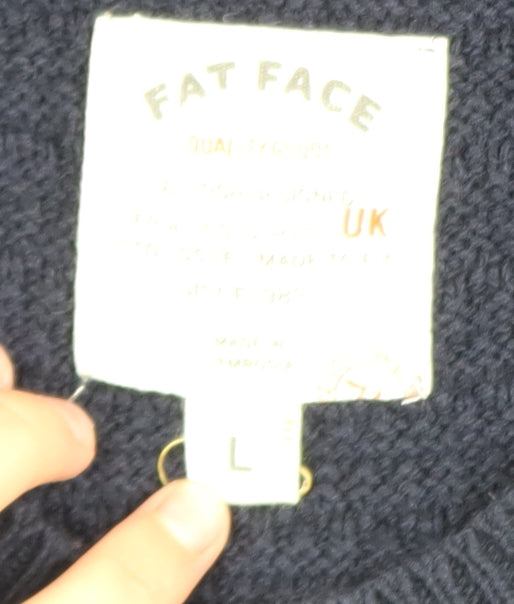 Fat Face Men's Navy Blue Cotton Wool Crew Neck Jumper Size L