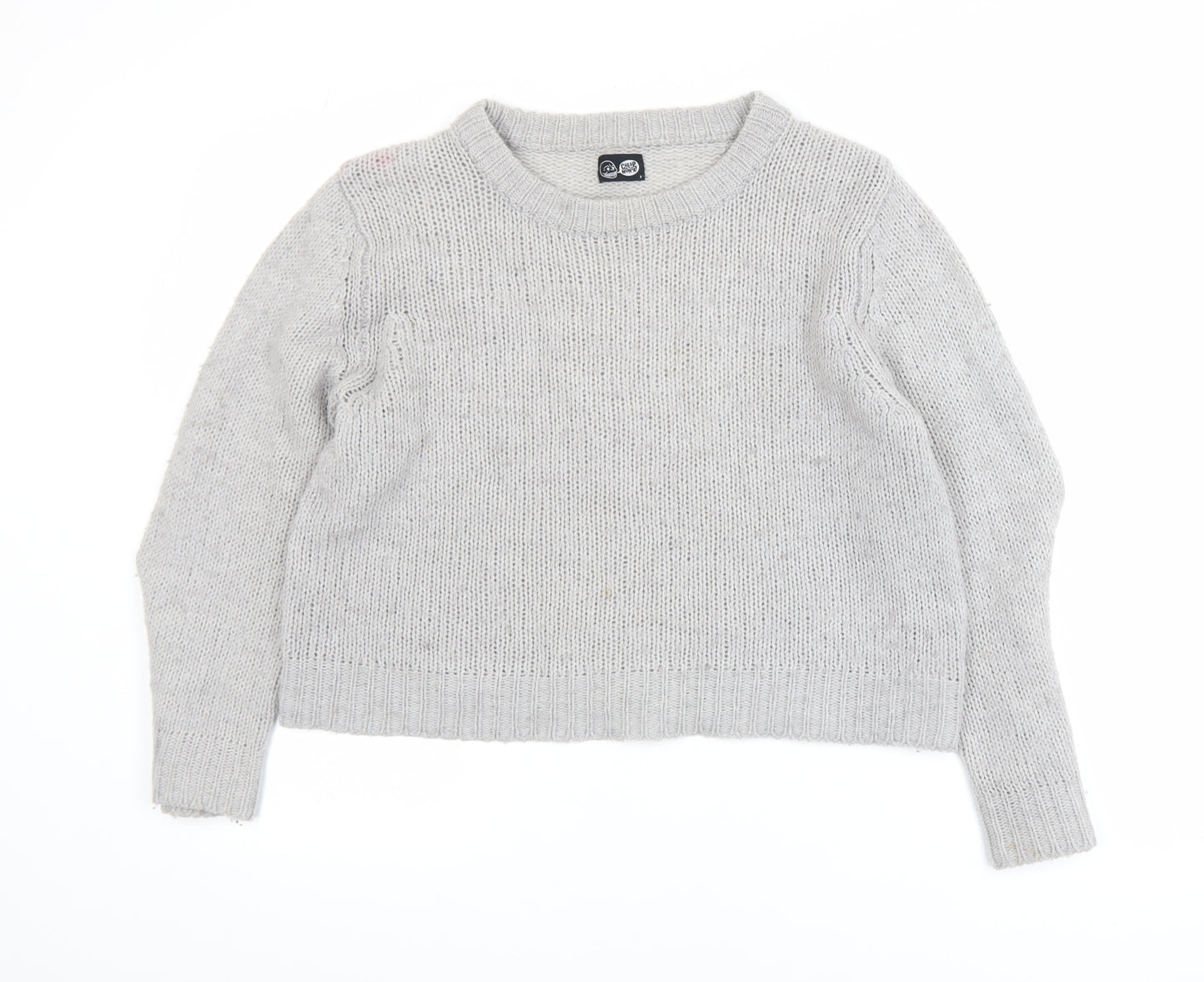 Cheap Monday Womens Grey Wool Blend Knit Jumper Size S Classic Crew Neck