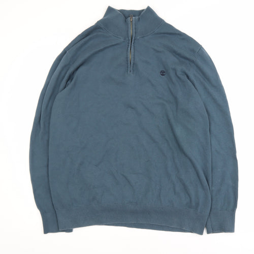 Timberland Men's Blue XL 1/2 Zip Cotton Sweatshirt