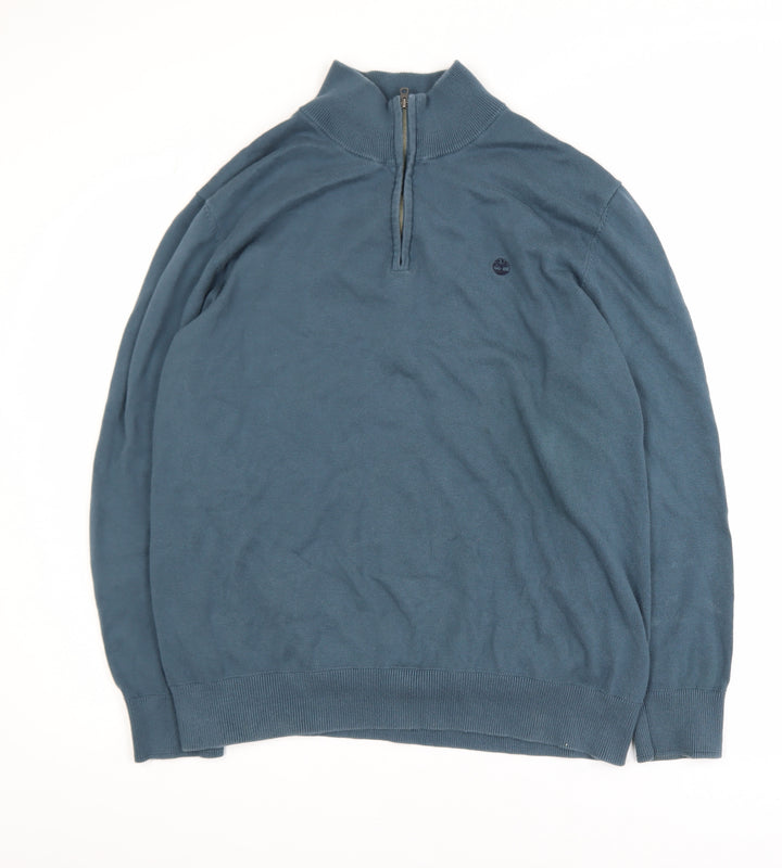 Timberland Men's Blue XL 1/2 Zip Cotton Sweatshirt