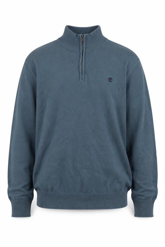 Front view of Timberland Men's Blue XL 1/2 Zip Cotton Sweatshirt