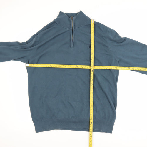 Timberland Men's Blue XL 1/2 Zip Cotton Sweatshirt