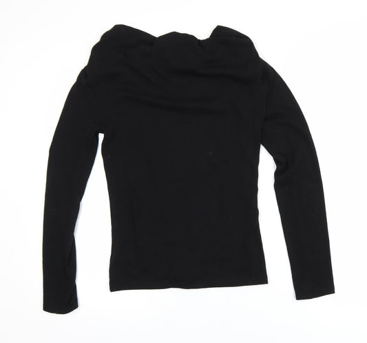 Ann Taylor Womens Black XS Off the Shoulder Long Sleeve Top