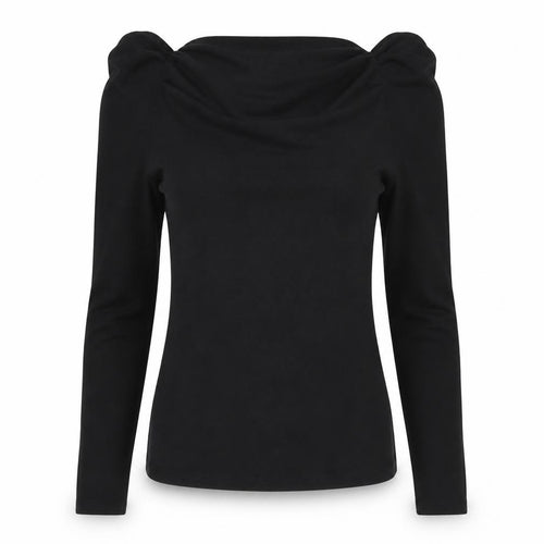 Ann Taylor Womens Black XS Off the Shoulder Long Sleeve Top