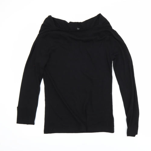 Ann Taylor Womens Black XS Off the Shoulder Long Sleeve Top