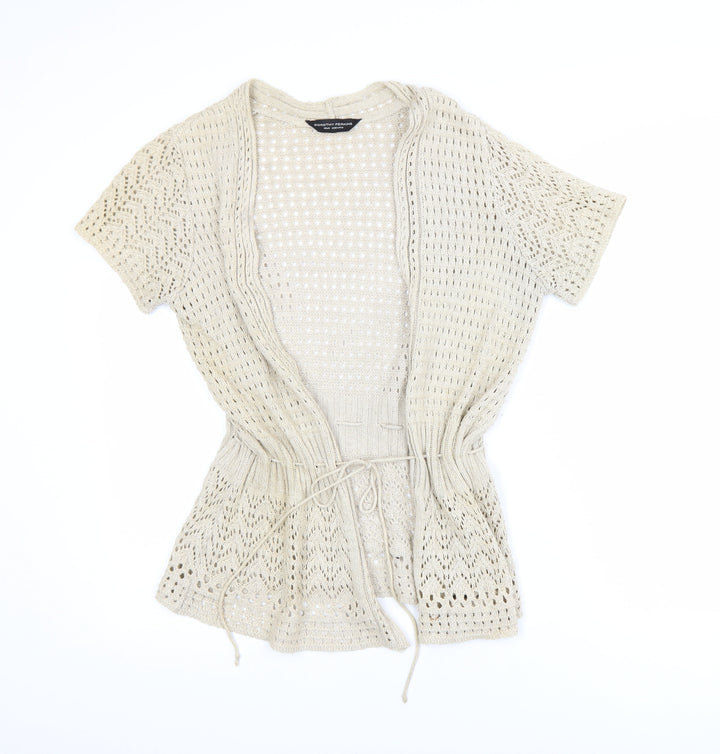 Dorothy Perkins Women Beige Open Knit Cardigan Size 12 Cotton Blend