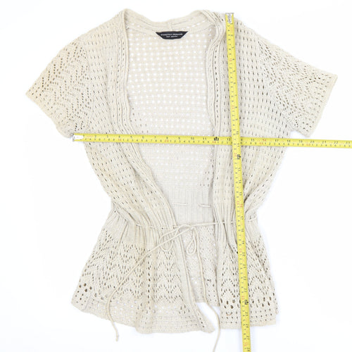 Dorothy Perkins Women Beige Open Knit Cardigan Size 12 Cotton Blend
