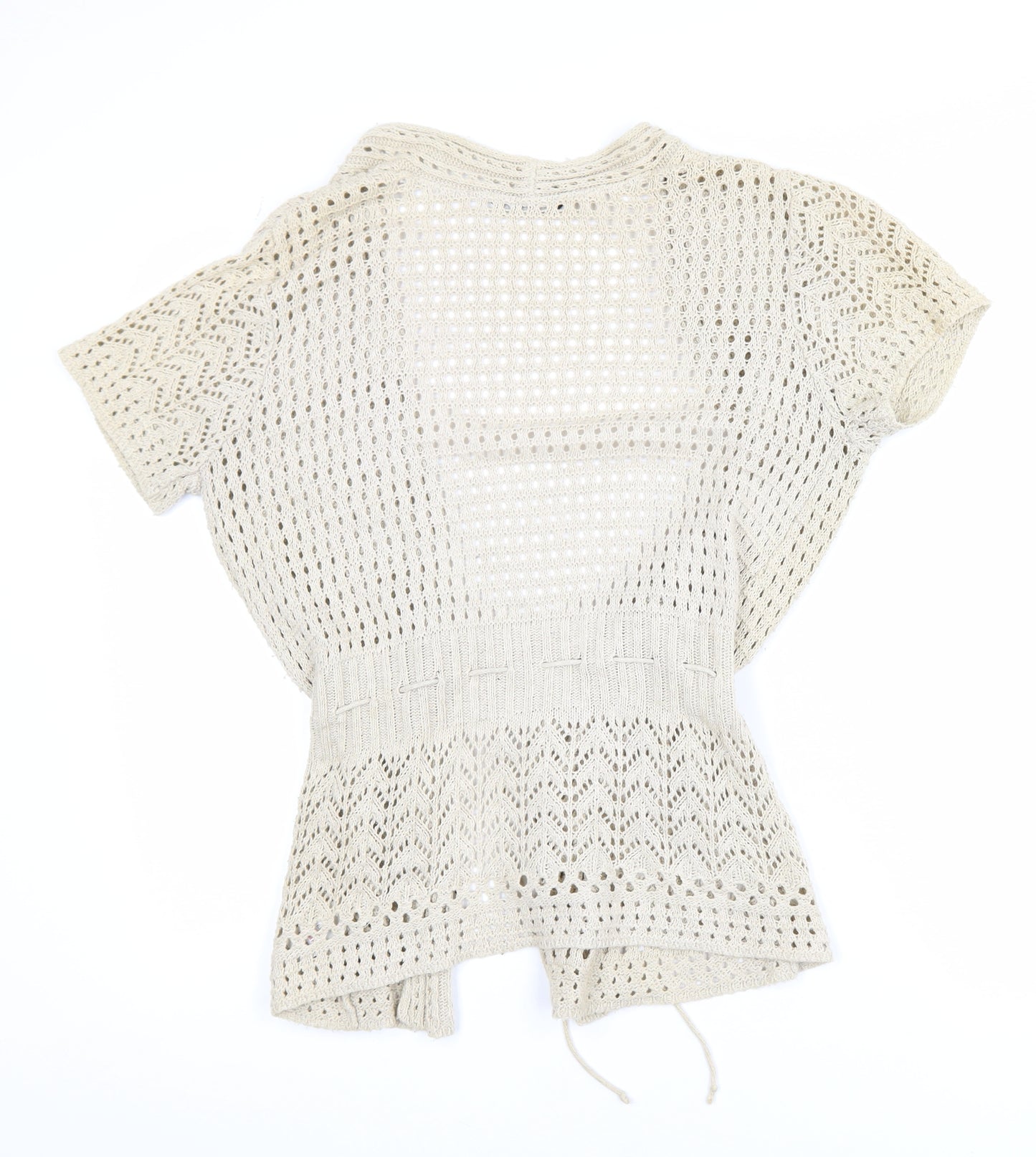 Dorothy Perkins Women Beige Open Knit Cardigan Size 12 Cotton Blend