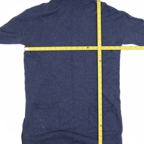 Fat Face Womens Blue Roll Neck Wool Cashmere Tunic Jumper UK 12