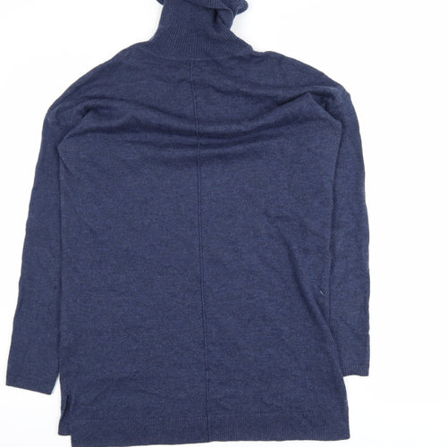 Fat Face Womens Blue Roll Neck Wool Cashmere Tunic Jumper UK 12