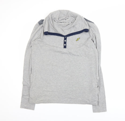 Brookhaven Men's Grey Henley Hoodie Medium Lightweight Jersey Top