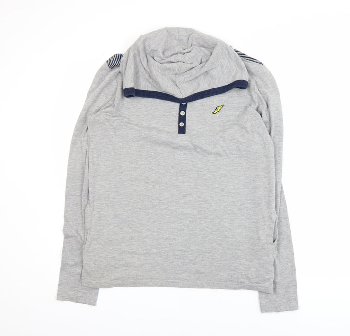 Brookhaven Men's Grey Henley Hoodie Medium Lightweight Jersey Top