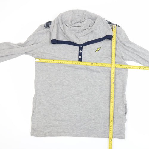Brookhaven Men's Grey Henley Hoodie Medium Lightweight Jersey Top
