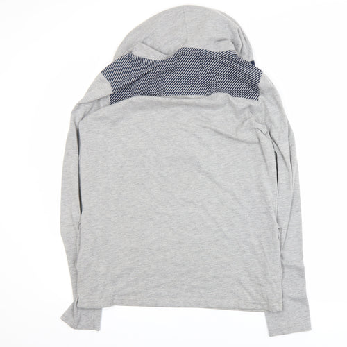 Brookhaven Men's Grey Henley Hoodie Medium Lightweight Jersey Top