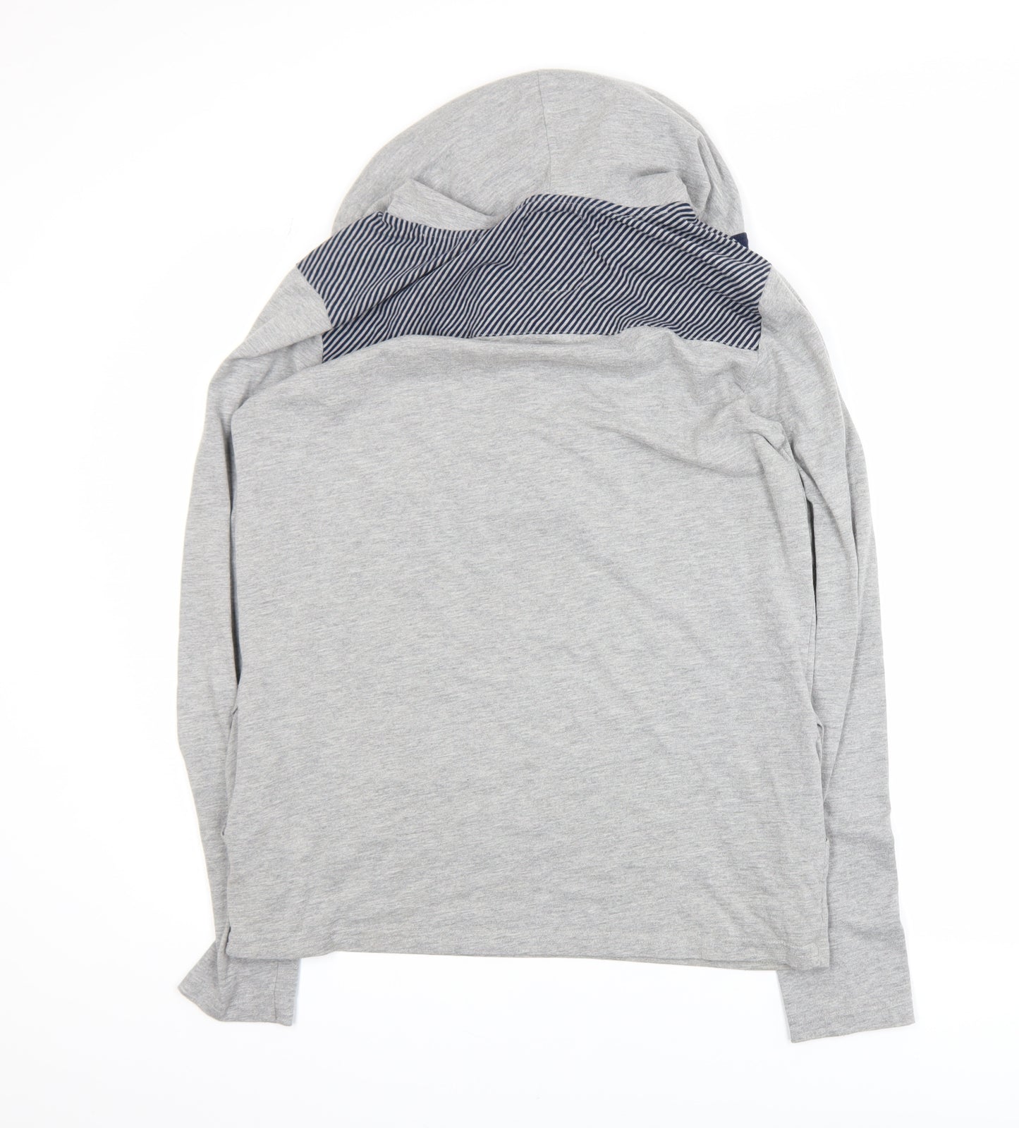 Brookhaven Men's Grey Henley Hoodie Medium Lightweight Jersey Top