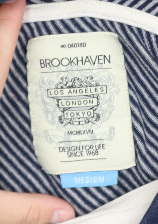 Brookhaven Men's Grey Henley Hoodie Medium Lightweight Jersey Top