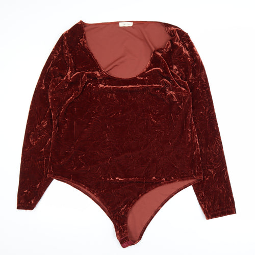 Little Lies Women’s Brown Velvet Long Sleeve Bodysuit Size 22