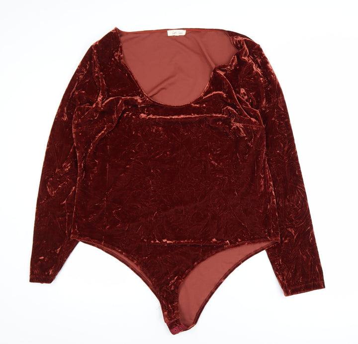 Little Lies Women’s Brown Velvet Long Sleeve Bodysuit Size 22