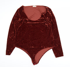 Little Lies Women’s Brown Velvet Long Sleeve Bodysuit Size 22