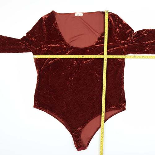 Little Lies Women’s Brown Velvet Long Sleeve Bodysuit Size 22